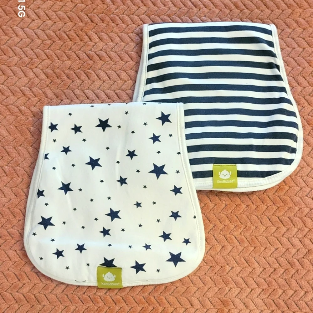 NWOT 2 Kea Babies Stars and Stripes Baby Burp Cloth Set